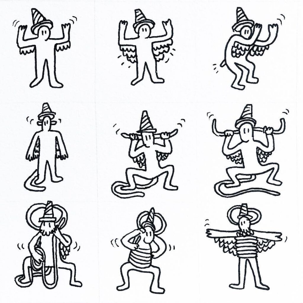 Ilustración de una transformación en boli de Pablo Zeta